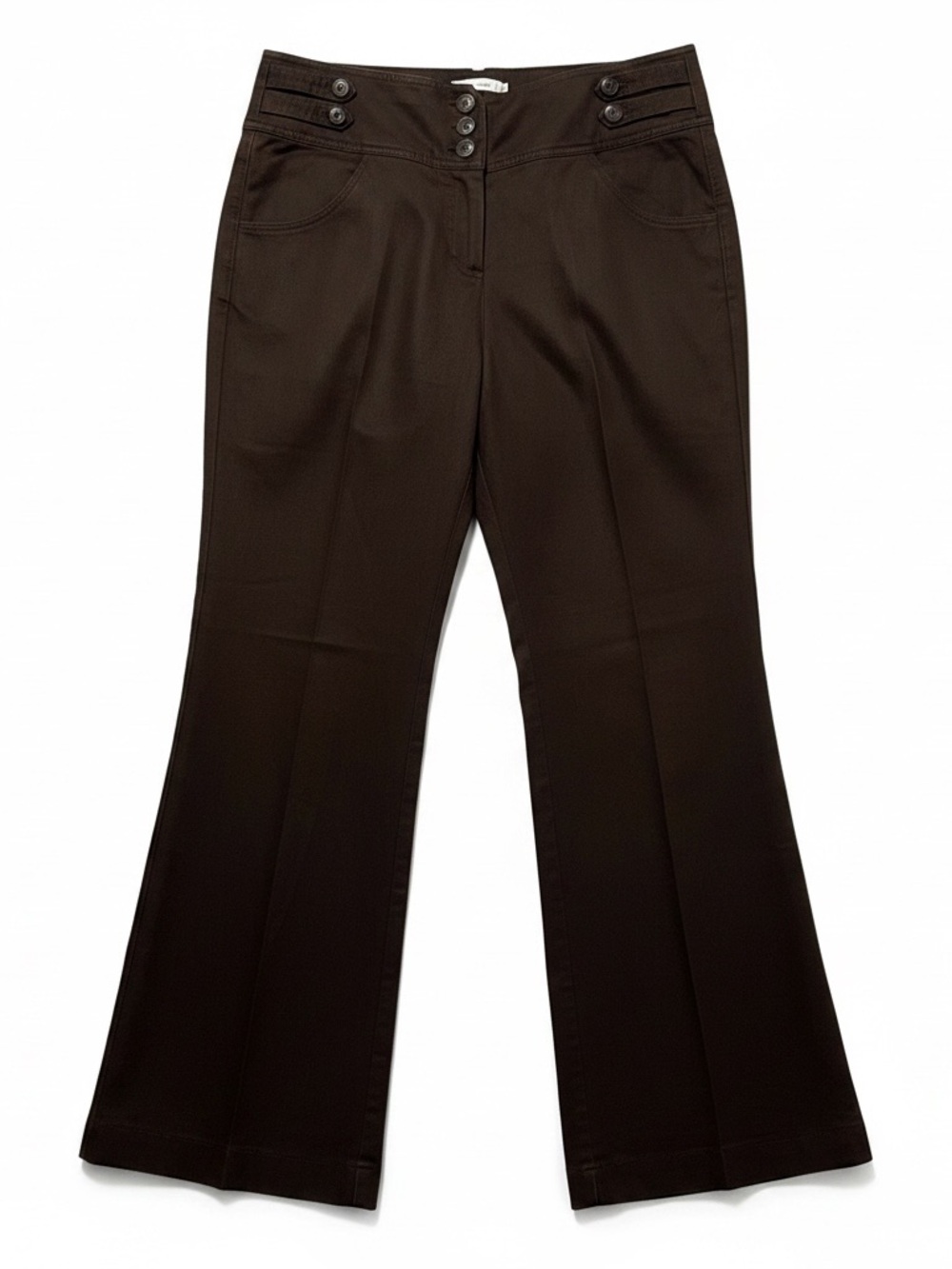 VTG Y2K Brown Flared Stretch Trouser Wide
Waistband Side Button Tab Bootcut